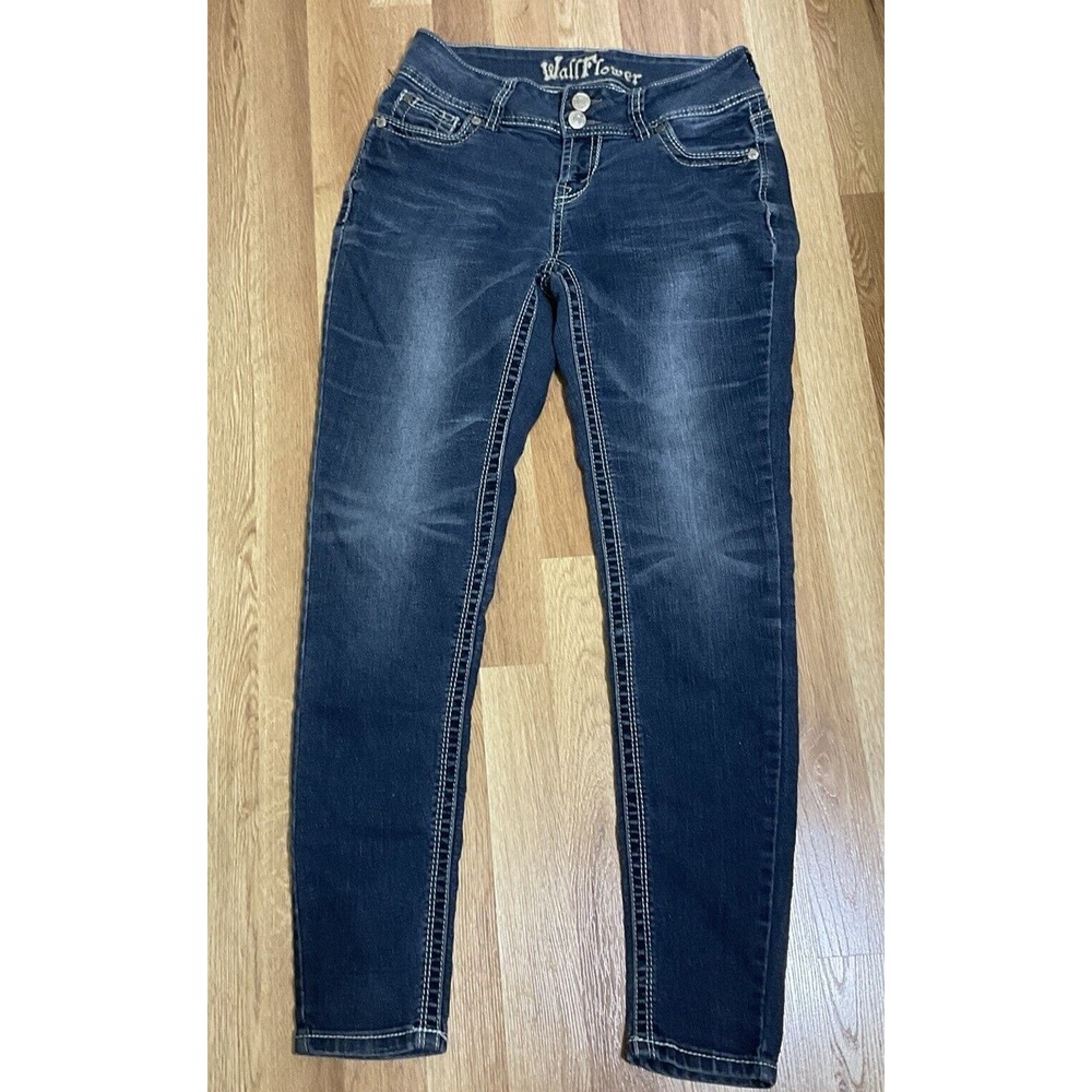 Wallflower Denim Jeans Boot Cut Embroidered‎ Size 5 Low Rise Dark Wash
